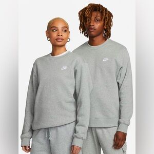 Nike‎ Sportswear Club Fleece Men's Crew Dark Grey Heather/White Size Small